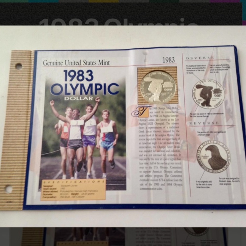 United States Mint 1983s  Olympic  Silver Dollar